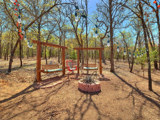 21608 SE 95th St, Mcloud, OK 74851 - view of yard with an outdoor fire pit