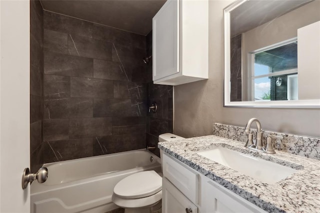 full bathroom featuring toilet, vanity, and shower / tub combination