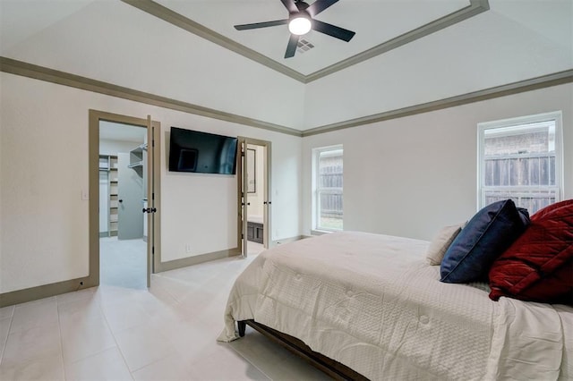 bedroom featuring multiple windows, visible vents, and baseboards