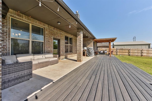 31352 Landrun Ave, Norman, OK 73072 - deck featuring an outdoor living space