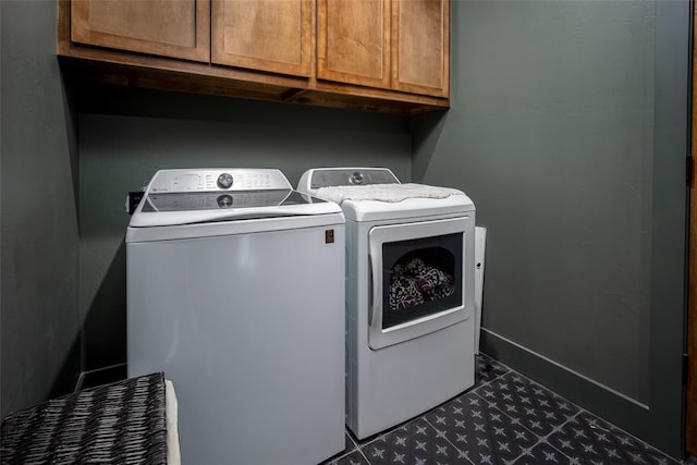 2040 County Road 1336, Blanchard, OK 73010 - laundry room featuring washing machine and clothes dryer, baseboards, and cabinet space
