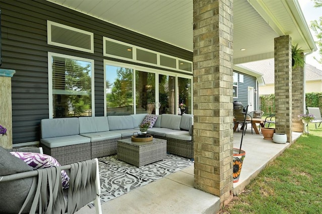 view of patio featuring an outdoor hangout area