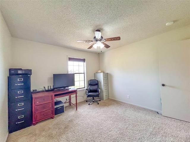 1016 Canyon Ridge Rd, Clinton, OK 73601 - carpeted office space with a ceiling fan and a textured ceiling