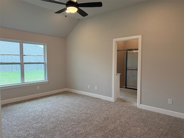 1220 SW 139th St, Oklahoma City, OK 73170 - unfurnished room featuring a ceiling fan, light colored carpet, and lofted ceiling