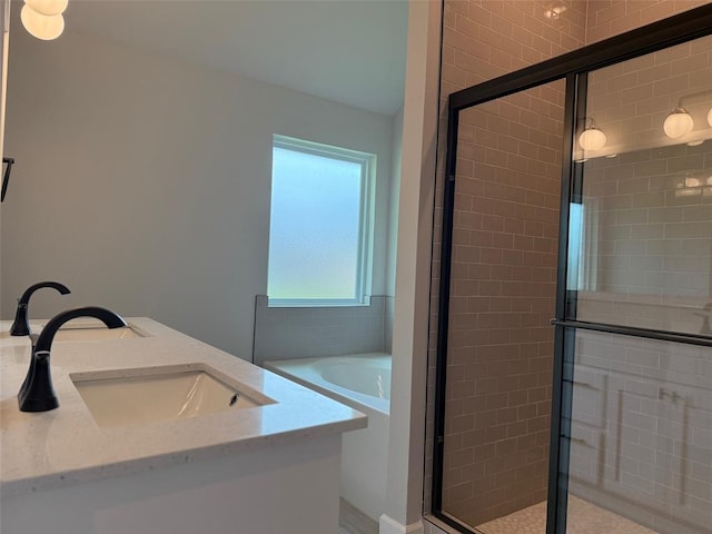 1220 SW 139th St, Oklahoma City, OK 73170 - full bathroom with a shower stall, a garden tub, and double vanity