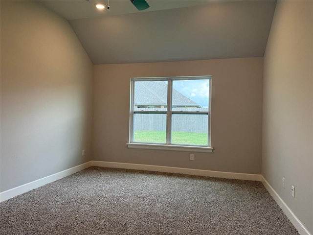 1220 SW 139th St, Oklahoma City, OK 73170 - empty room featuring lofted ceiling, carpet floors, and a ceiling fan
