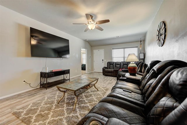 1641 Tumbleweed Way, El Reno, OK 73036 - living area featuring ceiling fan, baseboards, and wood finished floors