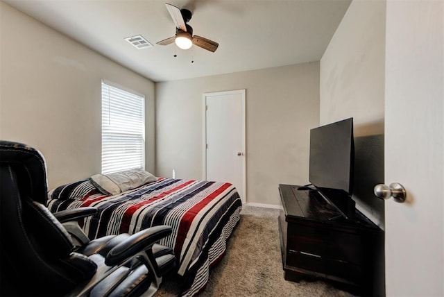 1641 Tumbleweed Way, El Reno, OK 73036 - bedroom with carpet, visible vents, and a ceiling fan