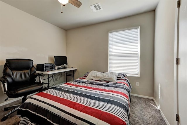 1641 Tumbleweed Way, El Reno, OK 73036 - bedroom with ceiling fan, carpet flooring, baseboards, and visible vents