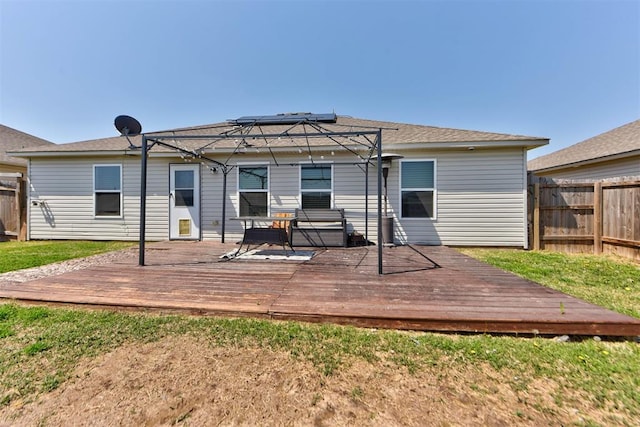 1641 Tumbleweed Way, El Reno, OK 73036 - rear view of house with a yard, a gazebo, fence, and a wooden deck