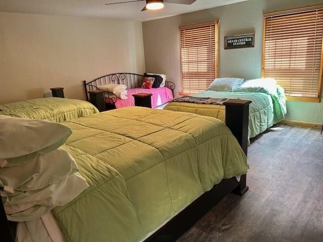 713 Whispering Water Dr, Fort Cobb, OK 73038 - bedroom featuring wood finished floors and ceiling fan