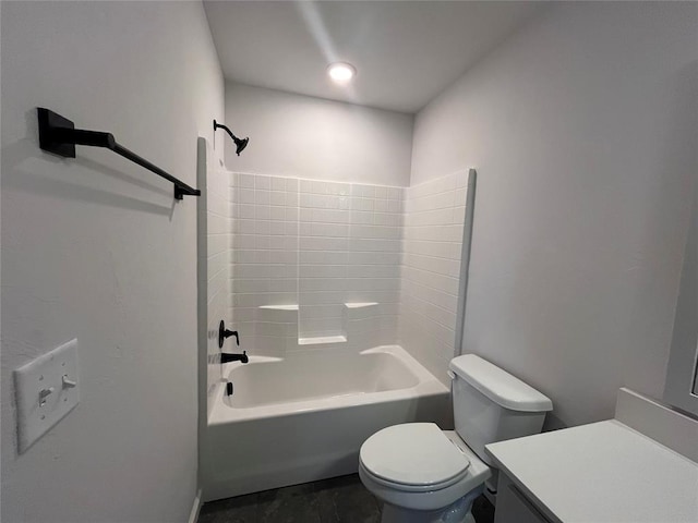 18117 Austin Ct, Edmond, OK 73012 - bathroom featuring toilet, vanity, and shower / bath combination
