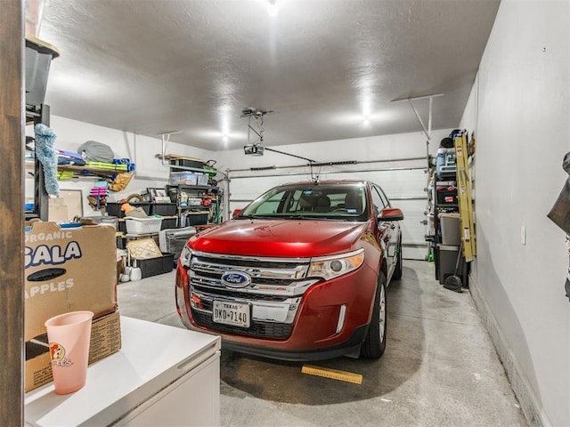 garage with a garage door opener