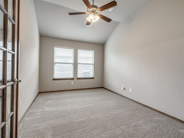6912 NW 155th Ter, Edmond, OK 73013 - unfurnished room with vaulted ceiling, light colored carpet, and ceiling fan