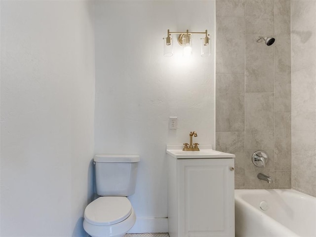 225 NW 24th St, Oklahoma City, OK 73103 - bathroom featuring vanity, shower / tub combination, baseboards, and toilet