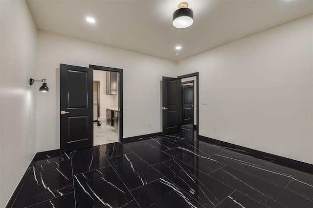 528 NW 112th St, Oklahoma City, OK 73114 - spare room featuring marble tiled floors, baseboards, and recessed lighting