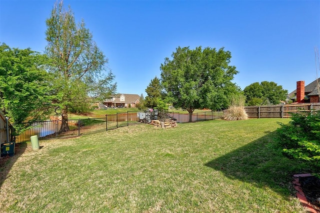 view of yard featuring a fenced backyard