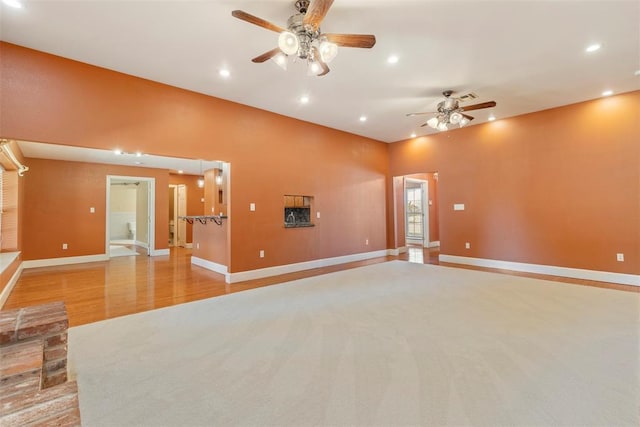 17787 N County Road 3200th Rd, Pauls Valley, OK 73075 - unfurnished living room featuring ceiling fan, baseboards, and recessed lighting