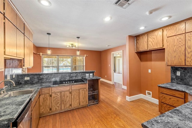 17787 N County Road 3200th Rd, Pauls Valley, OK 73075 - kitchen featuring visible vents, black electric cooktop, dishwasher, a sink, and a peninsula