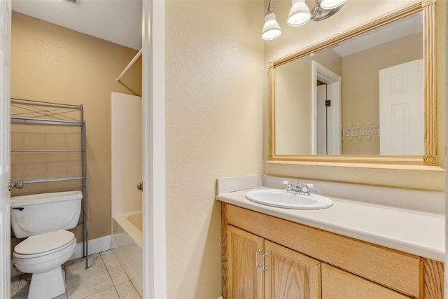 17787 N County Road 3200th Rd, Pauls Valley, OK 73075 - full bath with vanity, baseboards, bathing tub / shower combination, tile patterned flooring, and toilet