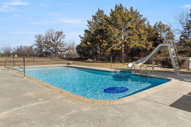 17787 N County Road 3200th Rd, Pauls Valley, OK 73075 - view of pool featuring a fenced in pool, a patio area, a water slide, and fence