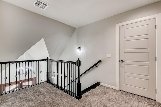 1219 N Adair Ct, Stillwater, OK 74075 - stairway featuring visible vents, baseboards, and carpet