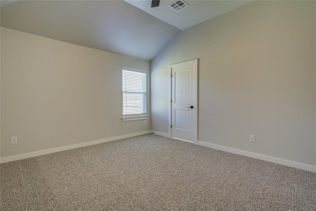 4980 12th Ave, Goldsby, OK 73093 - empty room featuring lofted ceiling, light colored carpet, baseboards, and ceiling fan
