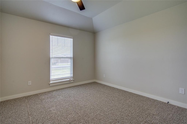 4980 12th Ave, Goldsby, OK 73093 - carpeted empty room with a ceiling fan, baseboards, and vaulted ceiling