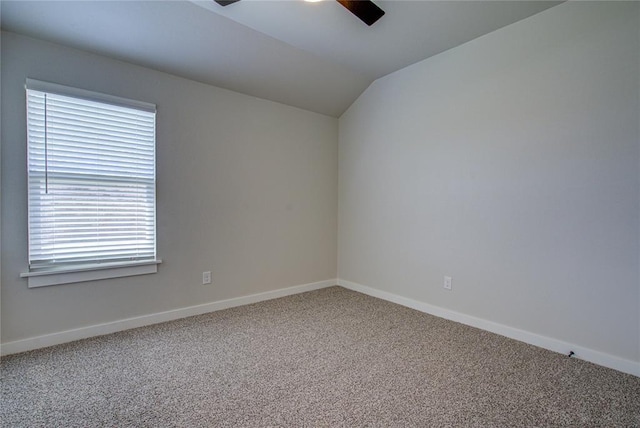 4980 12th Ave, Goldsby, OK 73093 - empty room featuring ceiling fan, carpet, lofted ceiling, and baseboards