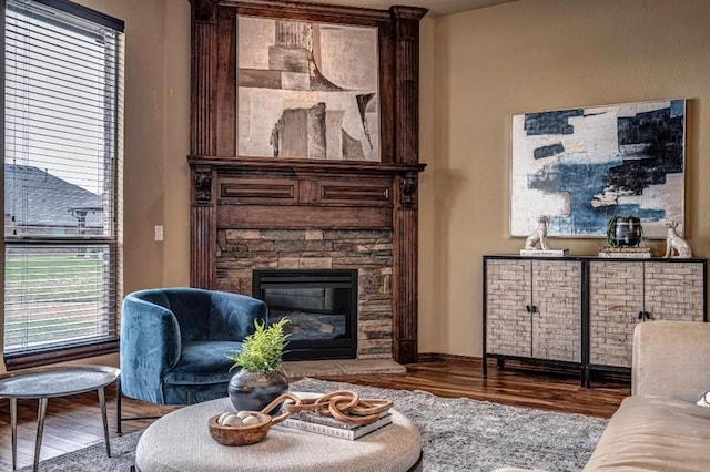 9609 Lakecrest Dr, Oklahoma City, OK 73159 - living room featuring a fireplace and wood finished floors