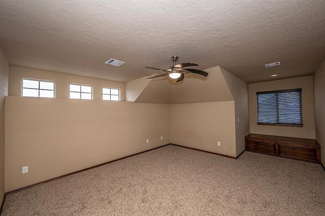 9609 Lakecrest Dr, Oklahoma City, OK 73159 - additional living space featuring visible vents, ceiling fan, carpet flooring, and baseboards