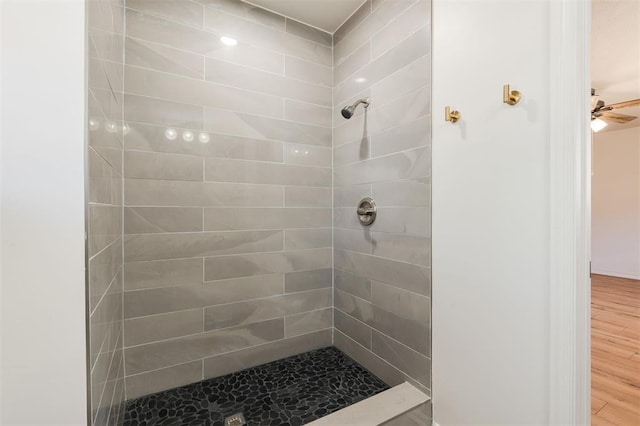 2501 NW 121st St, Oklahoma City, OK 73120 - full bath with a tile shower and wood finished floors