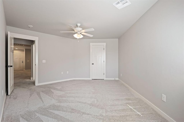 13120 Knight Island Dr, Oklahoma City, OK 73142 - interior space featuring visible vents, baseboards, a ceiling fan, and carpet