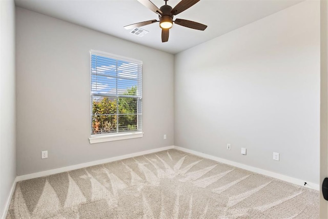 13120 Knight Island Dr, Oklahoma City, OK 73142 - carpeted empty room featuring visible vents, baseboards, and a ceiling fan