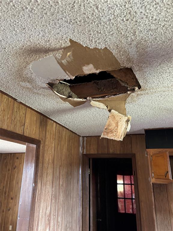 107068 N 3620th Rd, Paden, OK 74860 - details featuring wooden walls and a textured ceiling