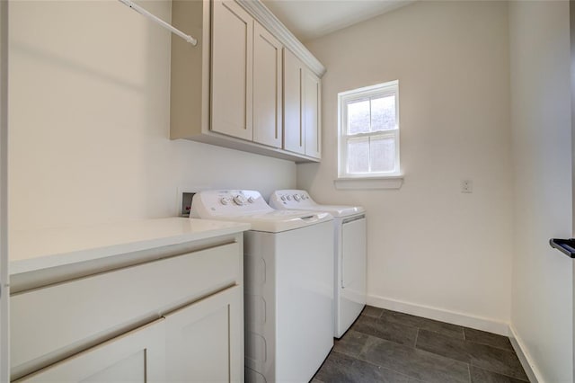 308 W Kerby Ave, Washington, OK 73080 - laundry room featuring independent washer and dryer, baseboards, and cabinet space