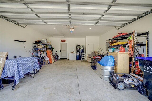 308 W Kerby Ave, Washington, OK 73080 - garage with black fridge with ice dispenser