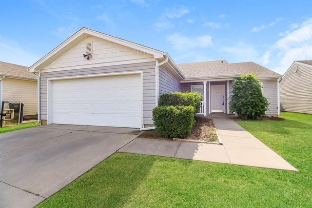 15405 Nightshade Dr, Oklahoma City, OK 73170 - ranch-style home featuring concrete driveway, a front lawn, and an attached garage
