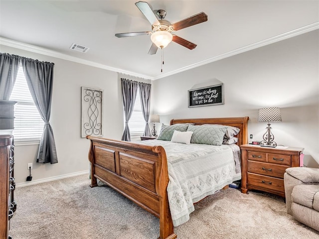 207 Lyla Glen St, Washington, OK 73093 - carpeted bedroom with ornamental molding, baseboards, and a ceiling fan