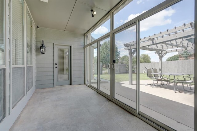 view of unfurnished sunroom