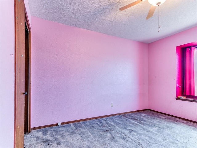 901 Richmond St, Yukon, OK 73099 - unfurnished room with a textured wall, a textured ceiling, carpet flooring, and a ceiling fan