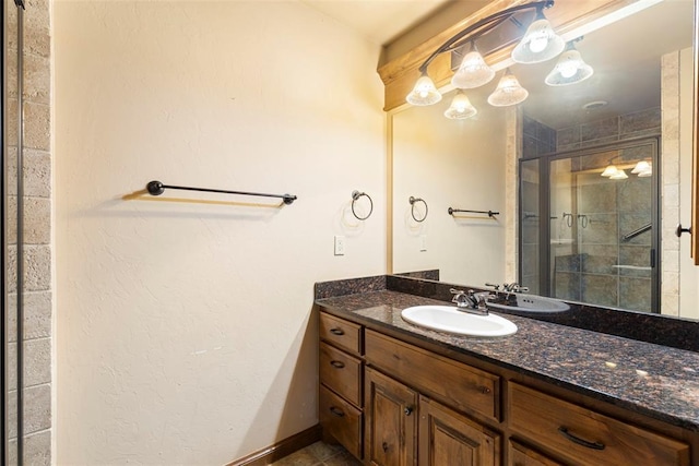 18395 Wild Horse Trl, Norman, OK 73072 - bathroom featuring vanity and a stall shower