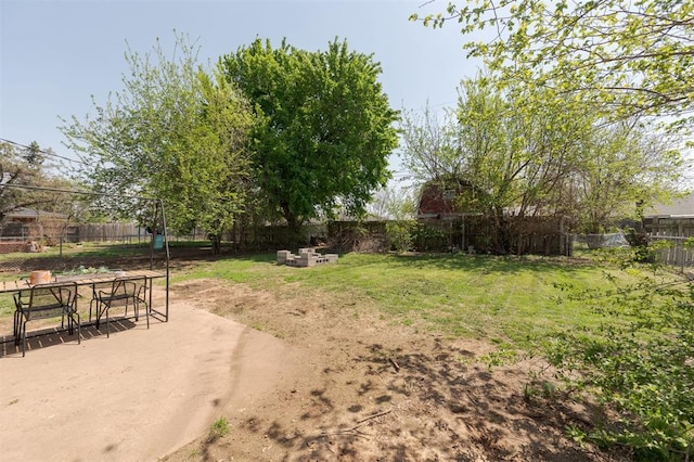 view of yard with a fenced backyard