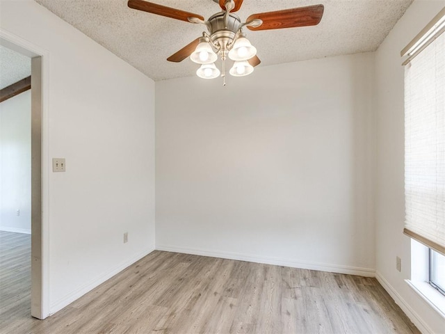 2416 Ellis Dr, Shawnee, OK 74804 - spare room featuring ceiling fan, light wood-style floors, and a textured ceiling