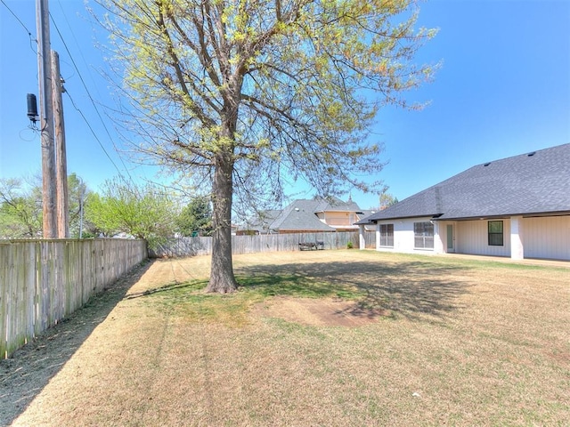 view of yard featuring a fenced backyard