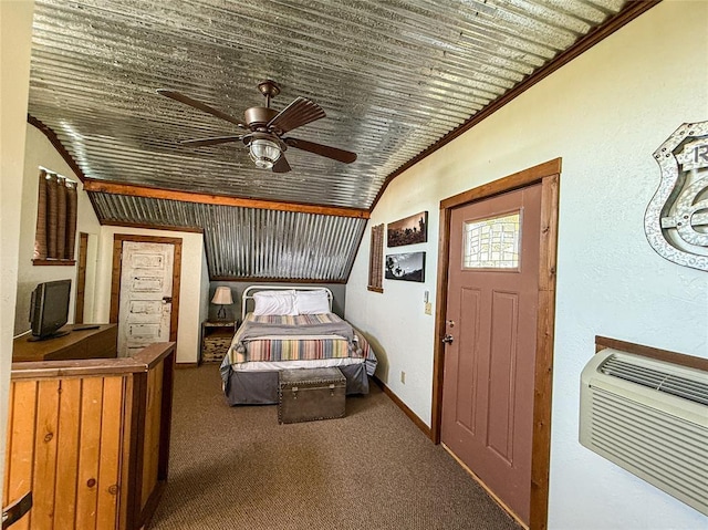 31230 N County Road 3170, Elmore City, OK 73433 - carpeted bedroom with a wall mounted air conditioner and a ceiling fan