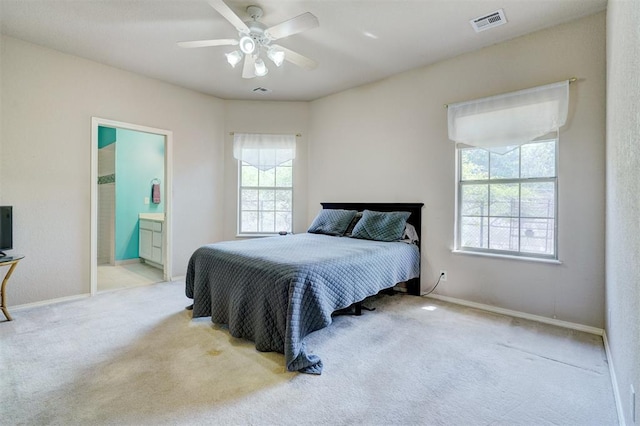 4408 32nd Pl, Oklahoma City, OK 73112 - bedroom featuring carpet flooring, visible vents, baseboards, and ensuite bath
