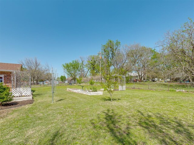 view of yard with fence and a vegetable garden