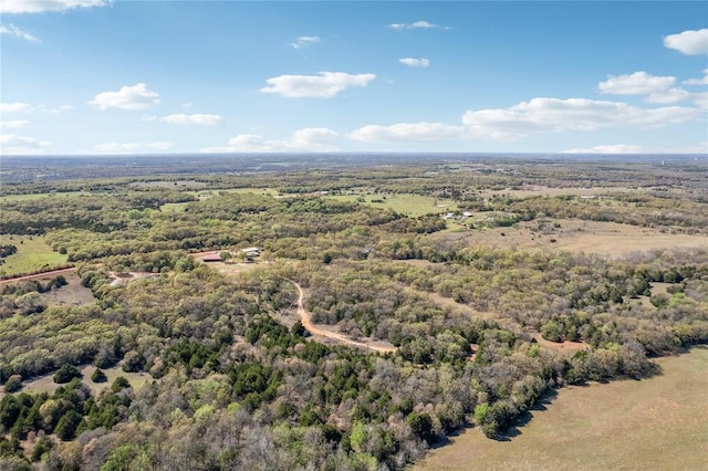 bird's eye view featuring a view of trees
