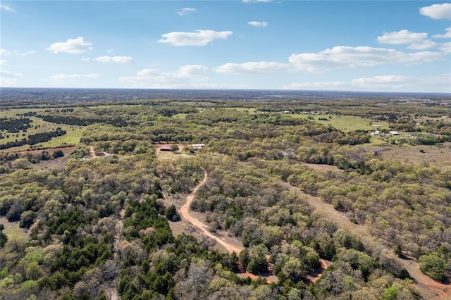 drone / aerial view featuring a view of trees